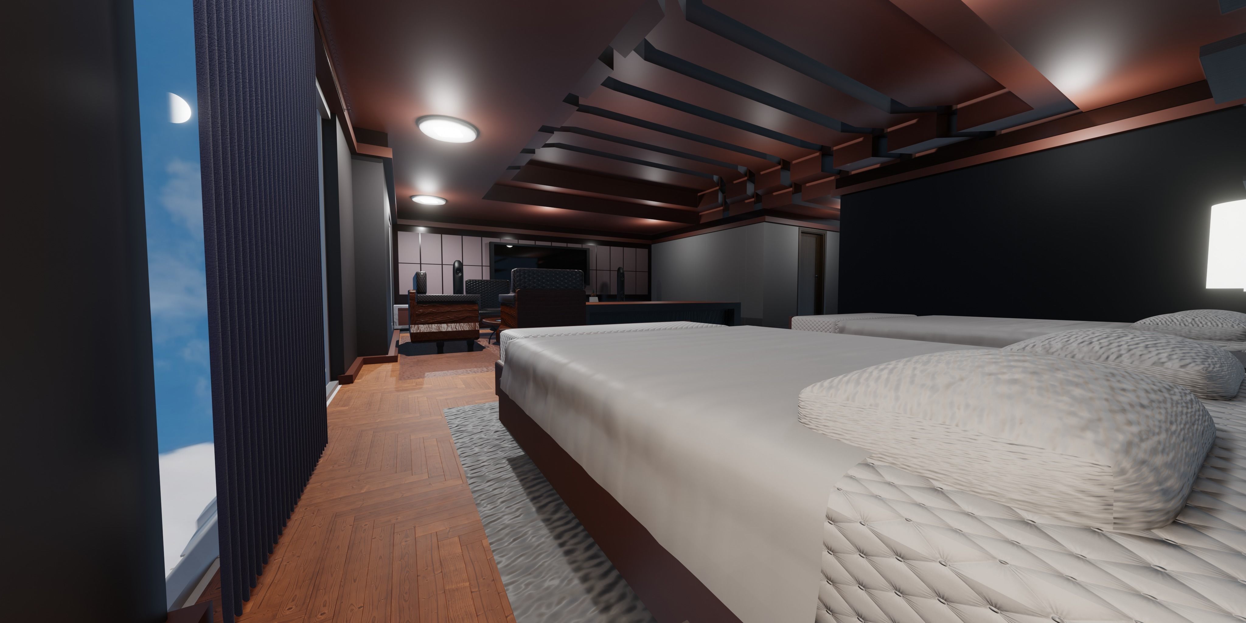 Hotel room - cheap Low-poly 3D model_1