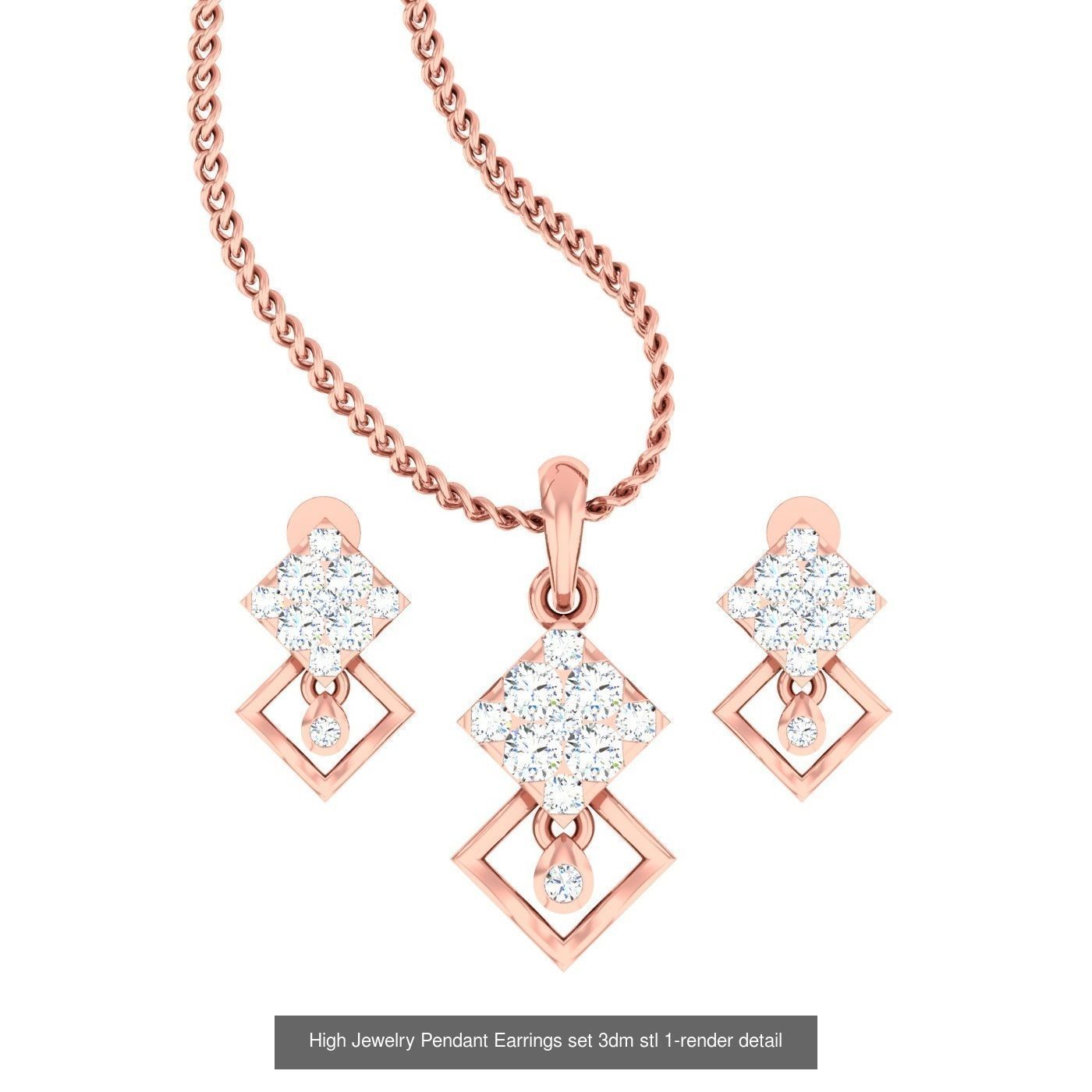 189 High Jewelry Italian Pendant Earrings set 3dm stl 1-render 3D Model Collection_93