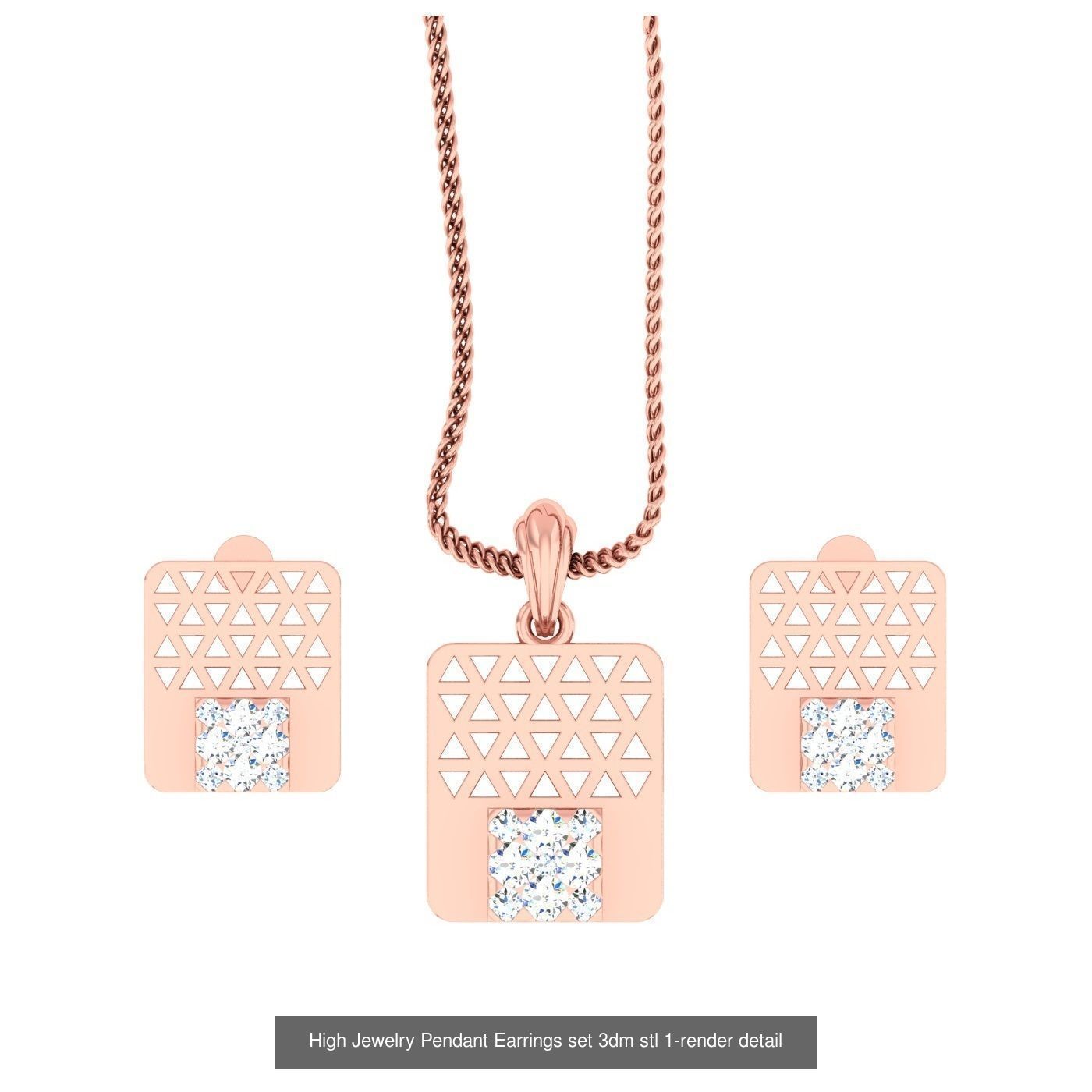 189 High Jewelry Italian Pendant Earrings set 3dm stl 1-render 3D Model Collection_74