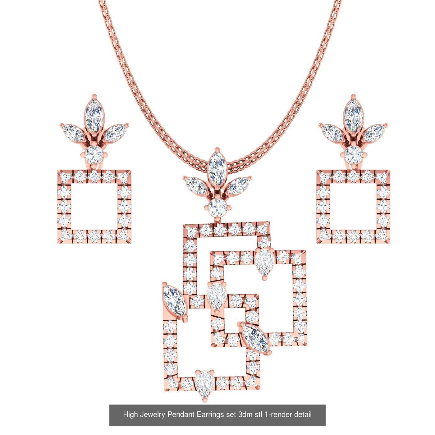 189 High Jewelry Italian Pendant Earrings set 3dm stl 1-render 3D Model Collection_161