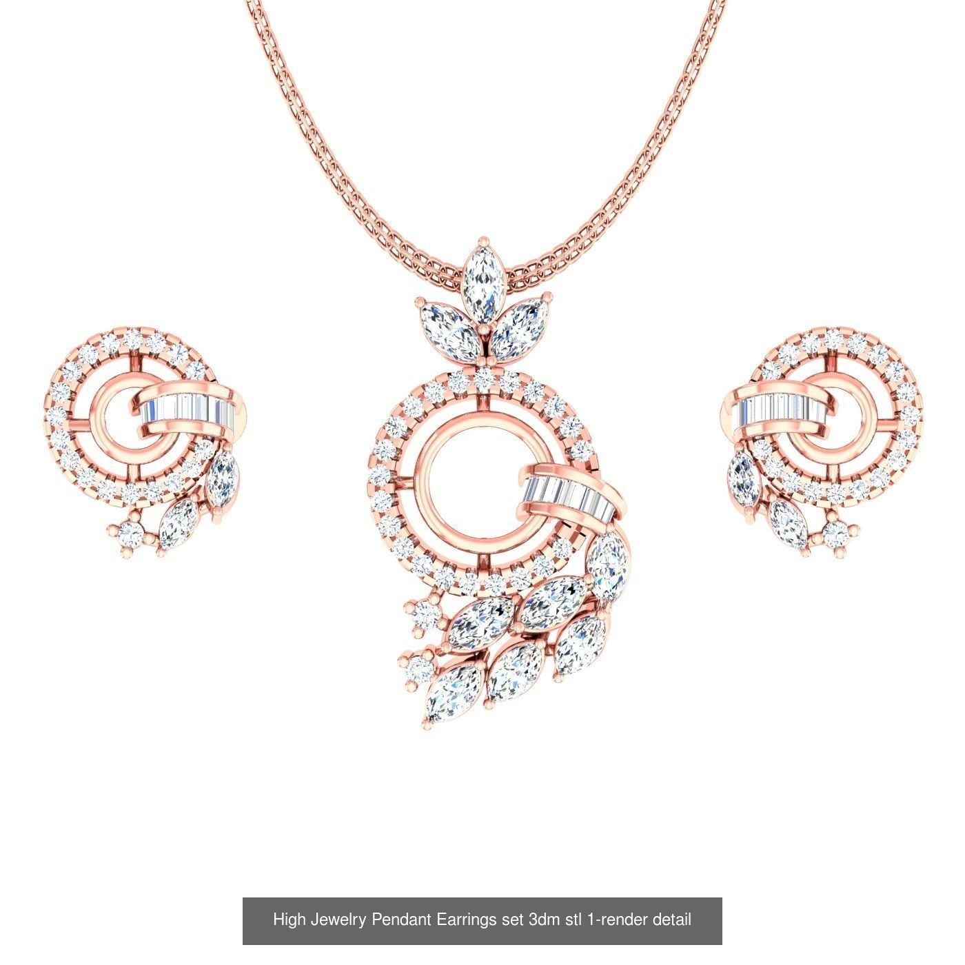 189 High Jewelry Italian Pendant Earrings set 3dm stl 1-render 3D Model Collection_59