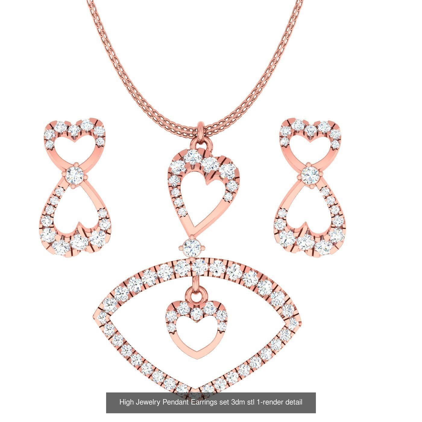 189 High Jewelry Italian Pendant Earrings set 3dm stl 1-render 3D Model Collection_142