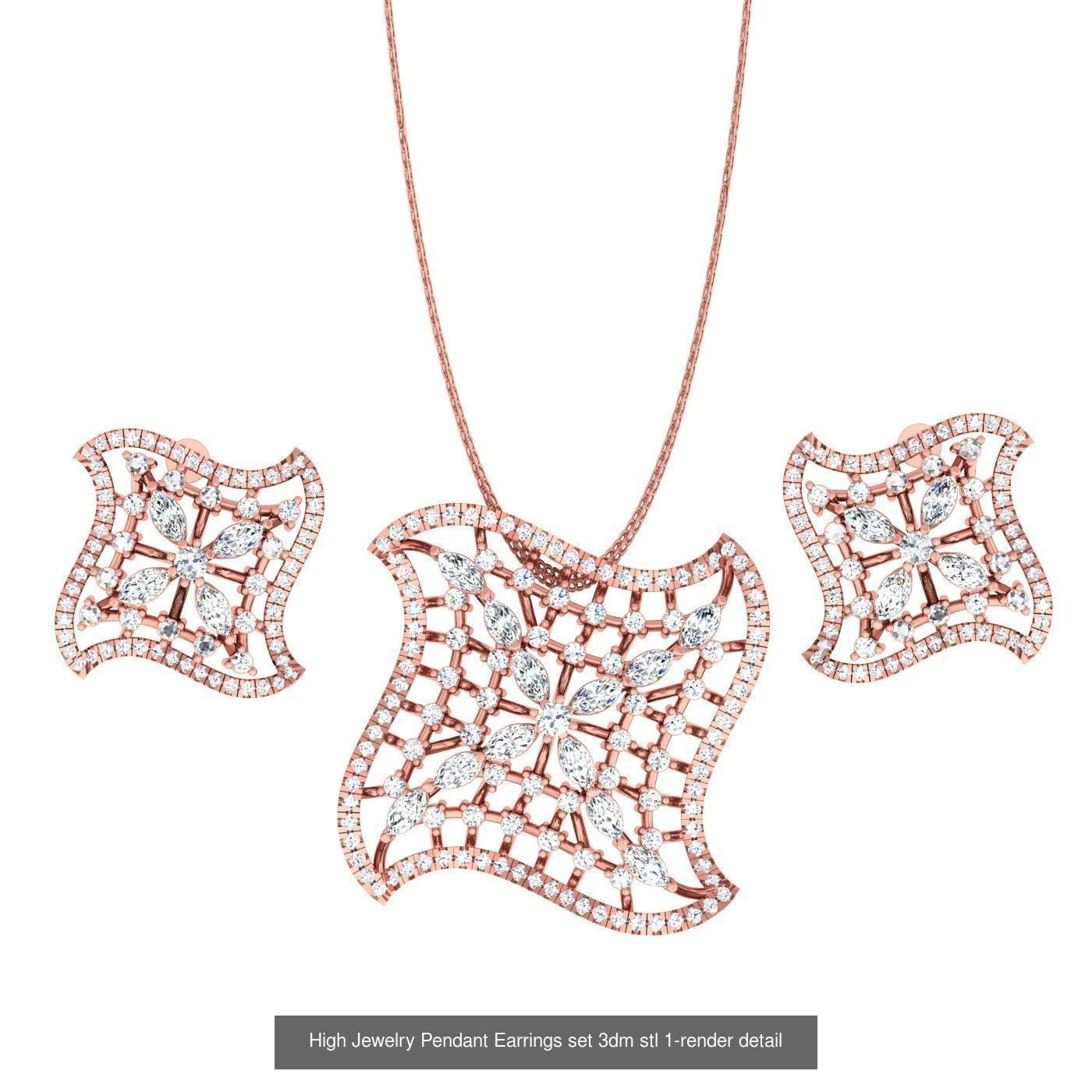 189 High Jewelry Italian Pendant Earrings set 3dm stl 1-render 3D Model Collection_65