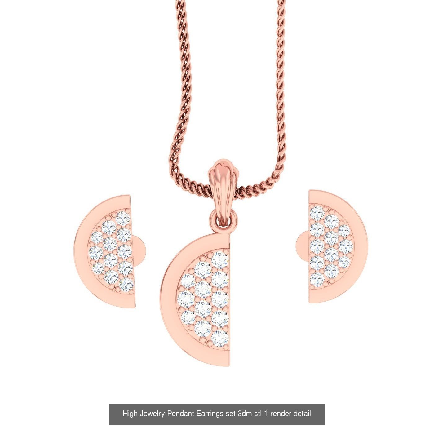 189 High Jewelry Italian Pendant Earrings set 3dm stl 1-render 3D Model Collection_81