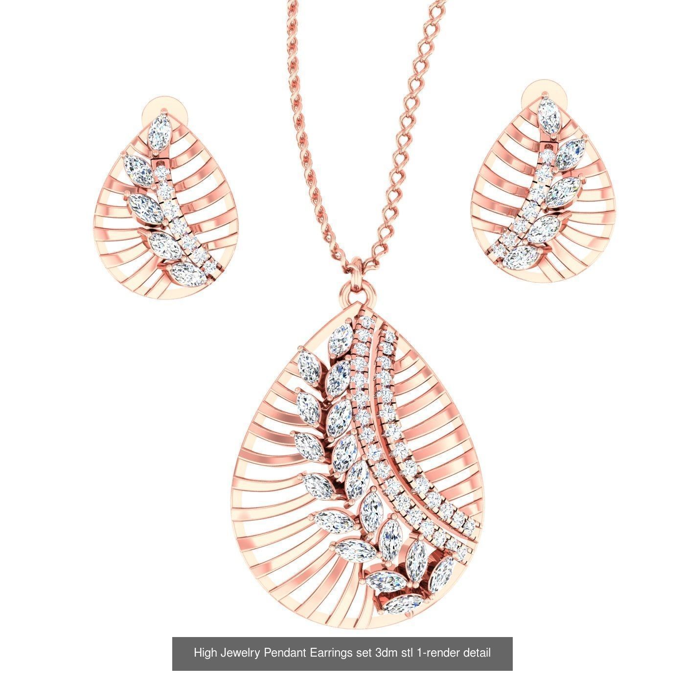 189 High Jewelry Italian Pendant Earrings set 3dm stl 1-render 3D Model Collection_55