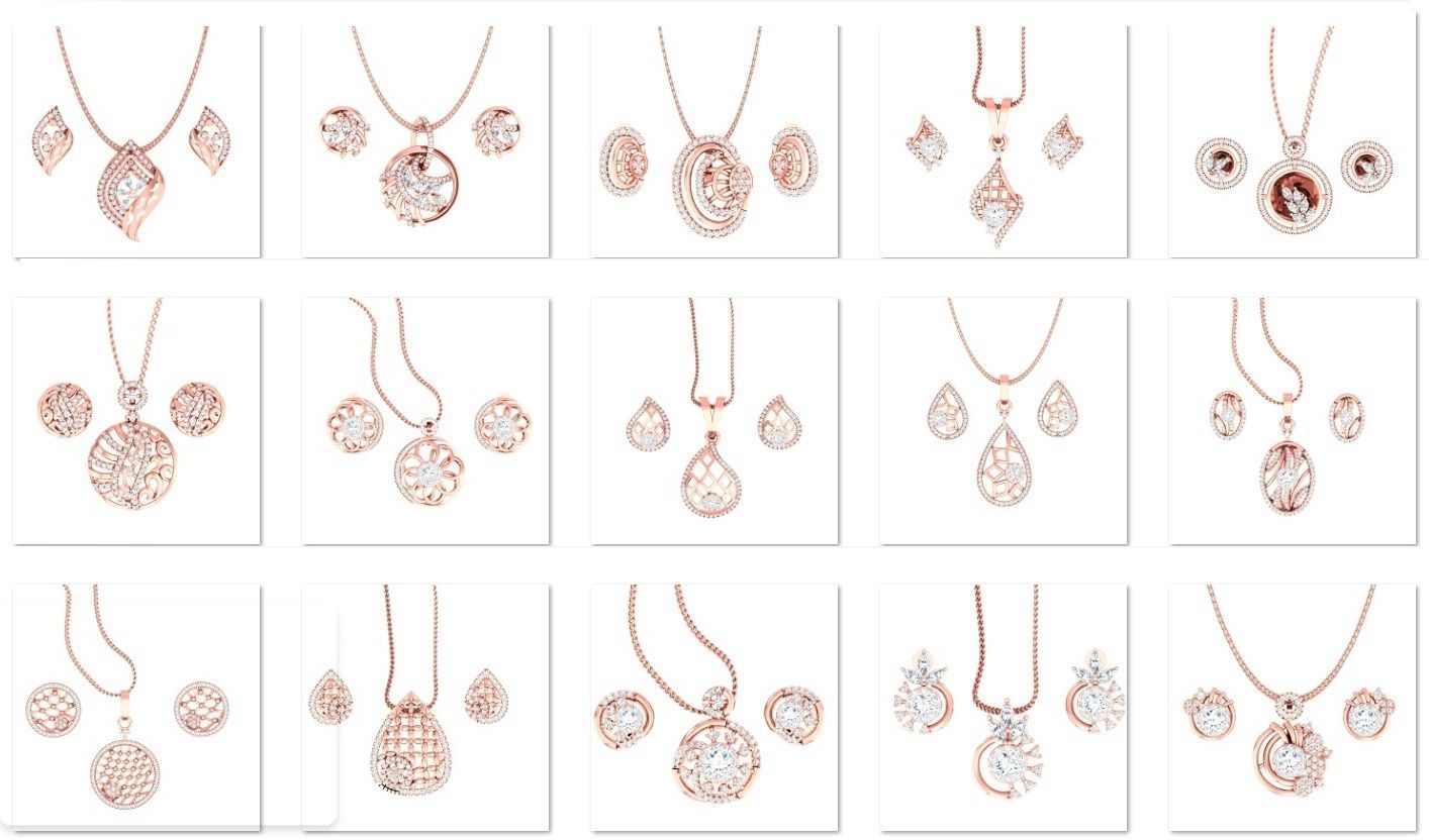 189 High Jewelry Italian Pendant Earrings set 3dm stl 1-render 3D Model Collection_4