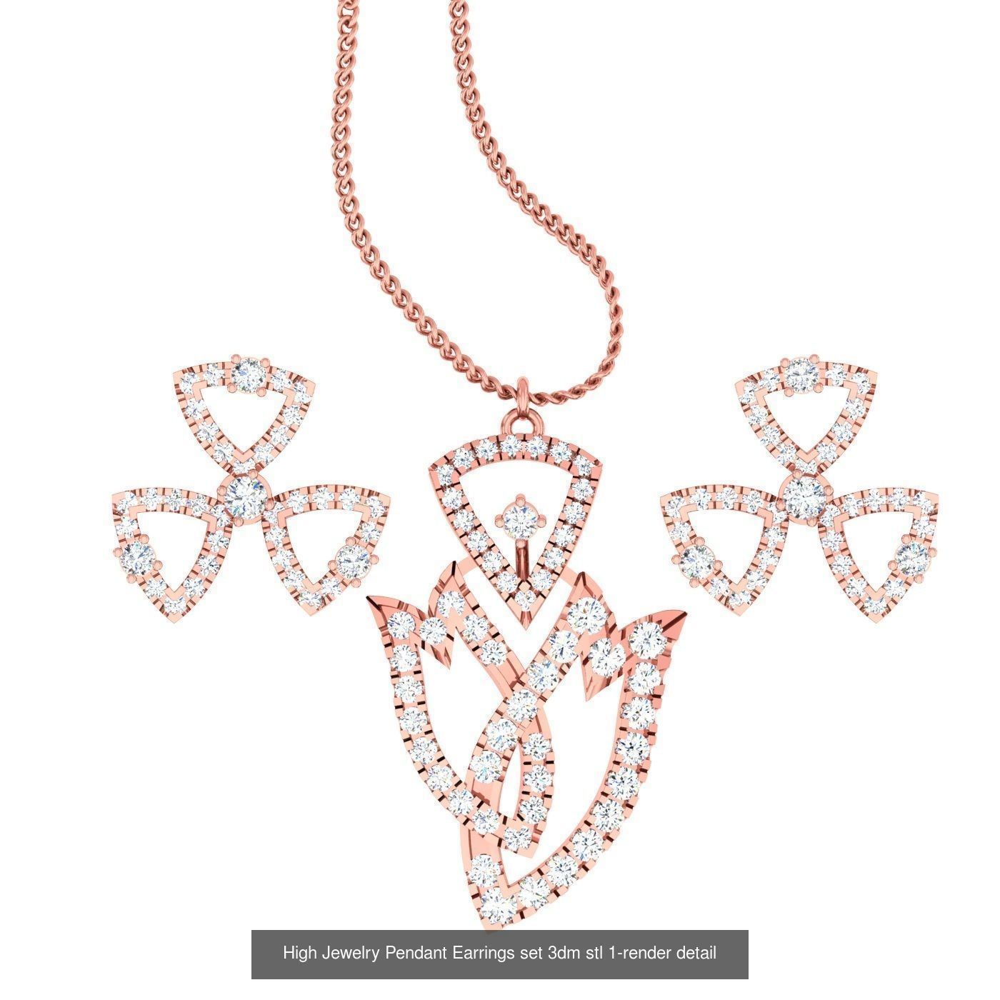 189 High Jewelry Italian Pendant Earrings set 3dm stl 1-render 3D Model Collection_145