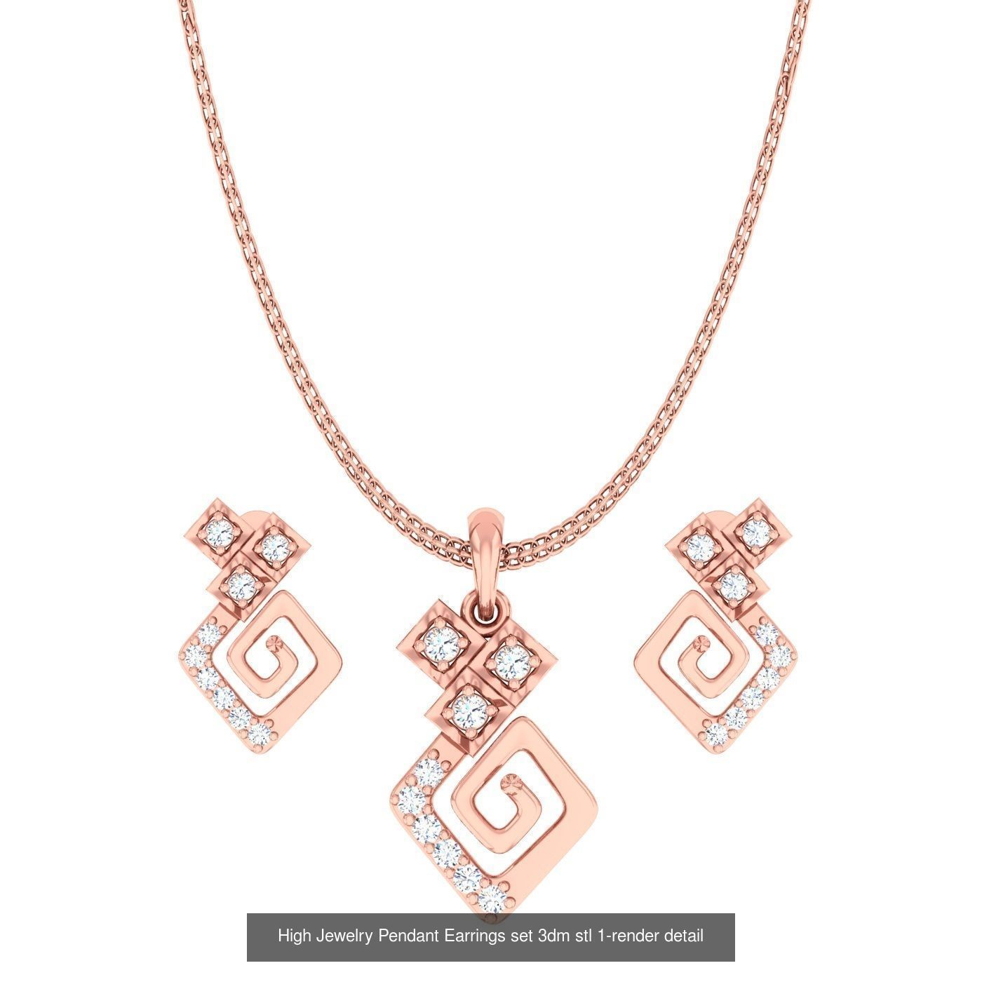 189 High Jewelry Italian Pendant Earrings set 3dm stl 1-render 3D Model Collection_99