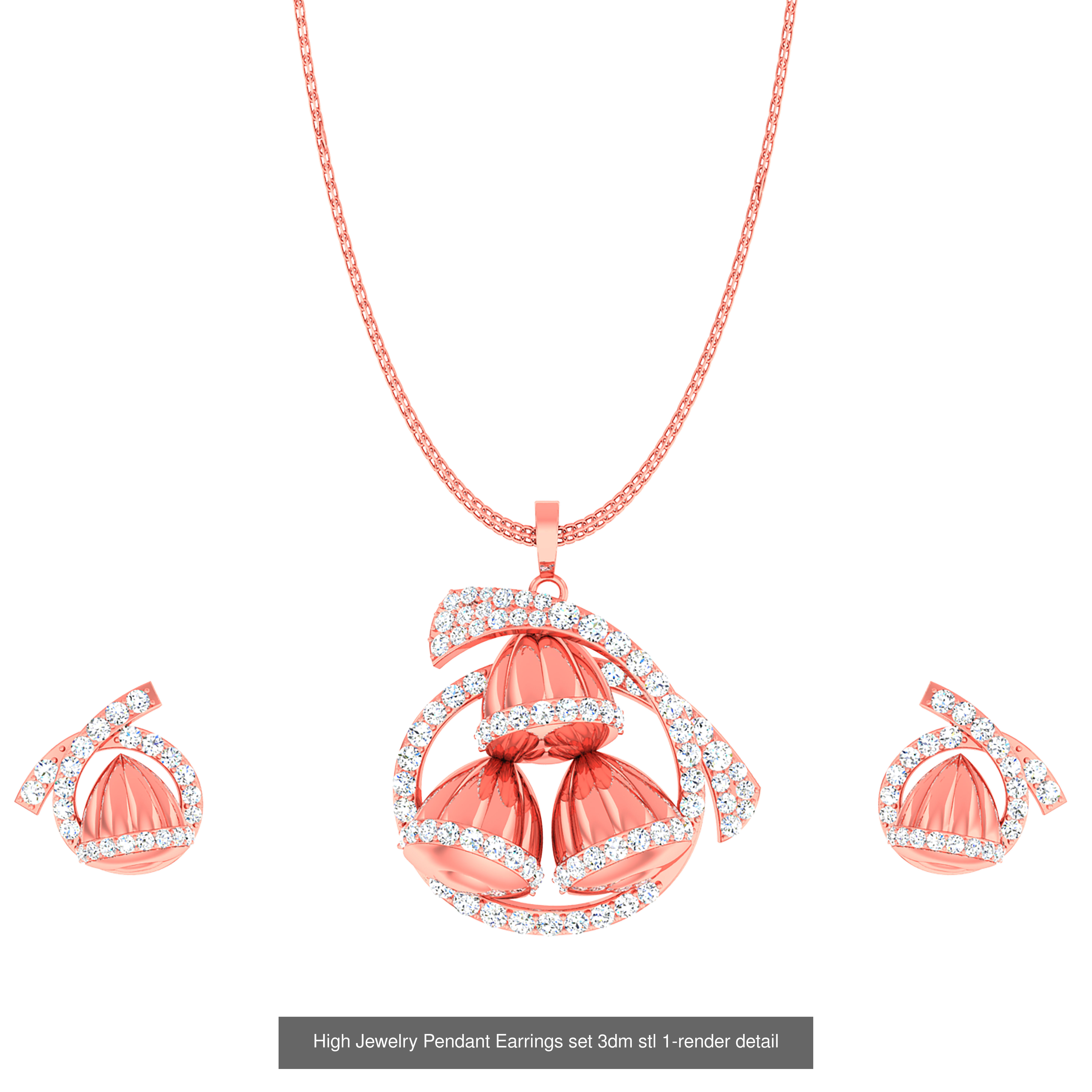 189 High Jewelry Italian Pendant Earrings set 3dm stl 1-render 3D Model Collection_45