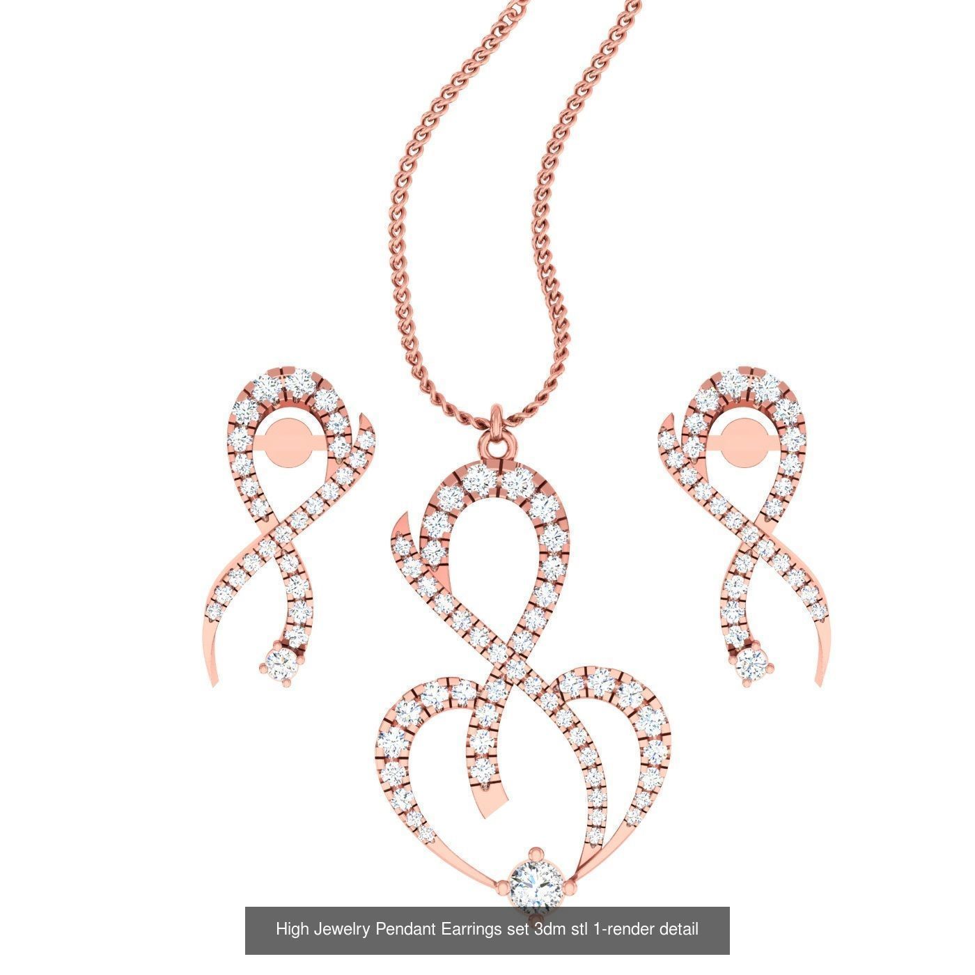 189 High Jewelry Italian Pendant Earrings set 3dm stl 1-render 3D Model Collection_137