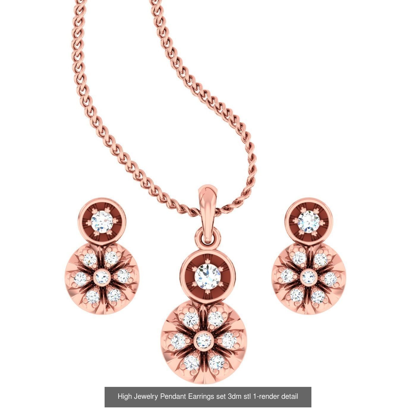 189 High Jewelry Italian Pendant Earrings set 3dm stl 1-render 3D Model Collection_76