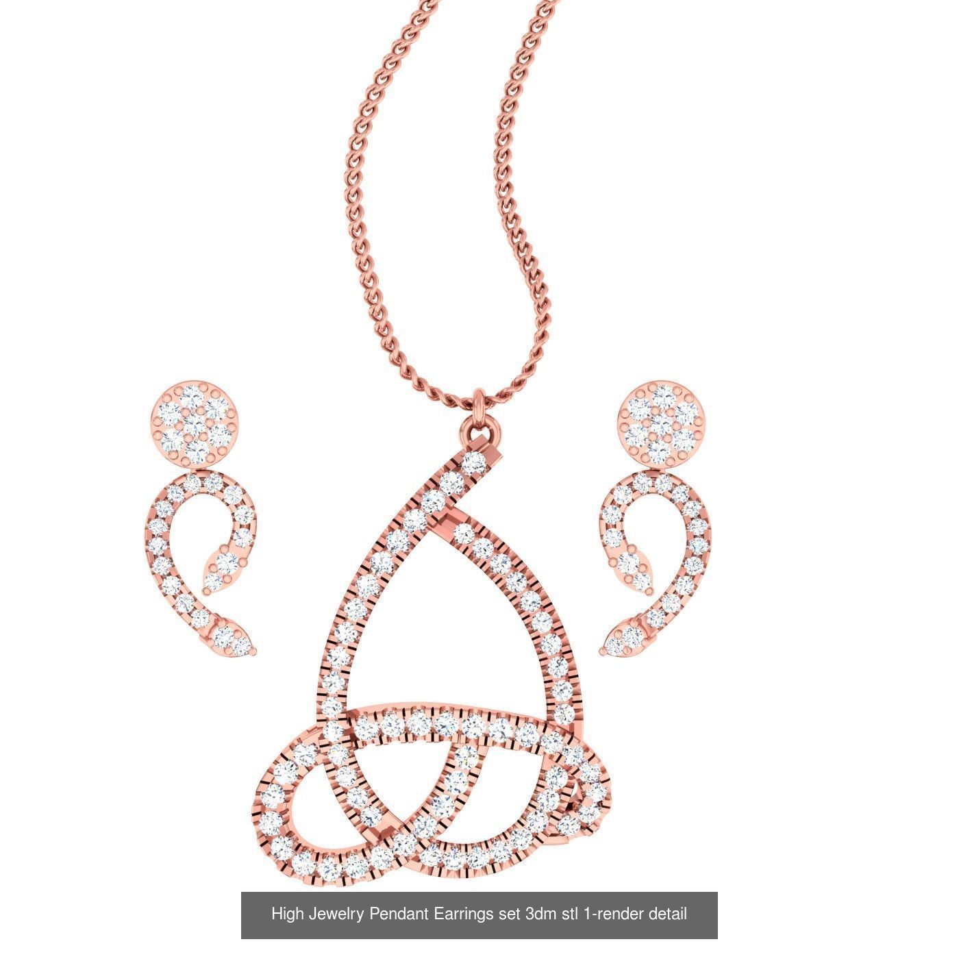 189 High Jewelry Italian Pendant Earrings set 3dm stl 1-render 3D Model Collection_139
