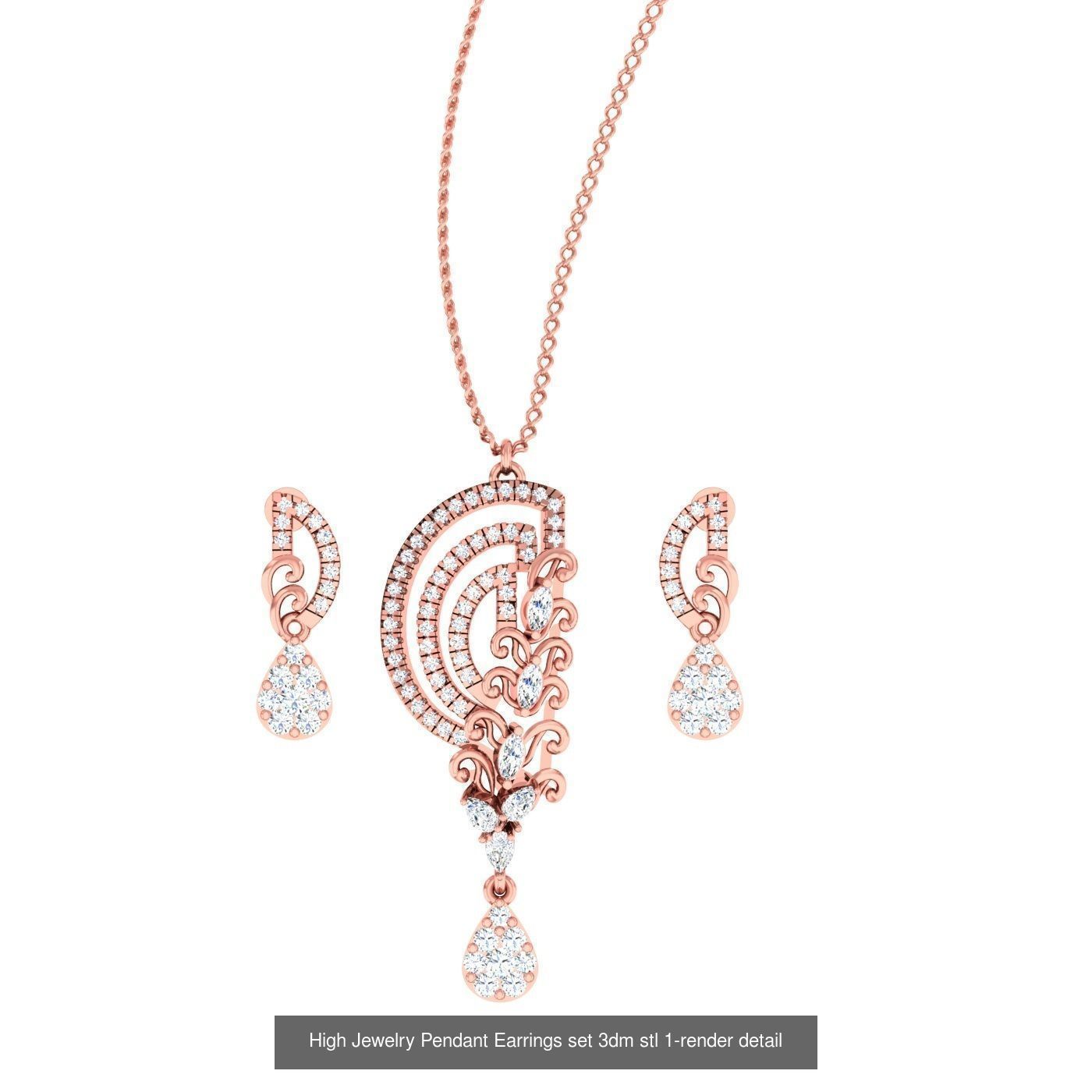 189 High Jewelry Italian Pendant Earrings set 3dm stl 1-render 3D Model Collection_126