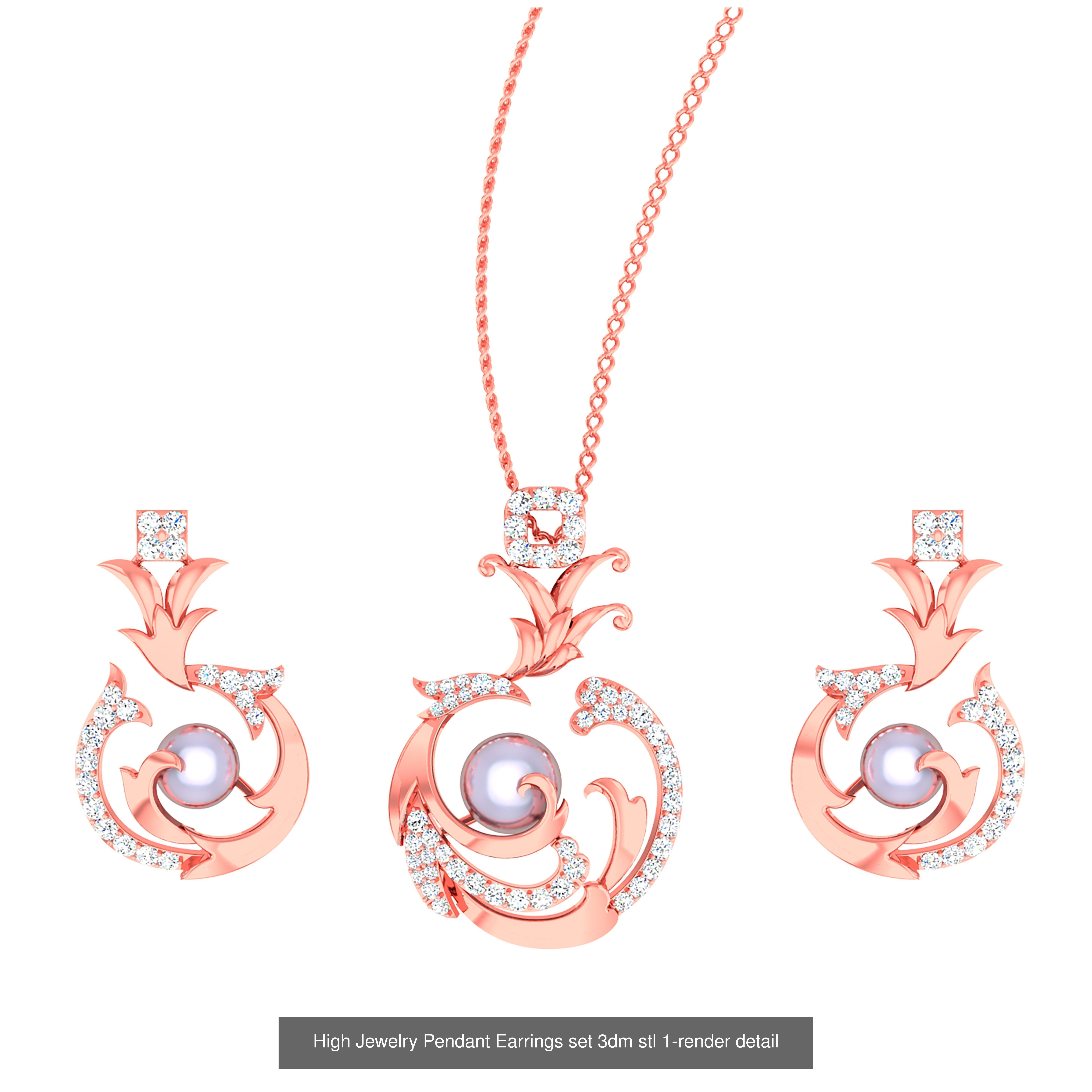 189 High Jewelry Italian Pendant Earrings set 3dm stl 1-render 3D Model Collection_38