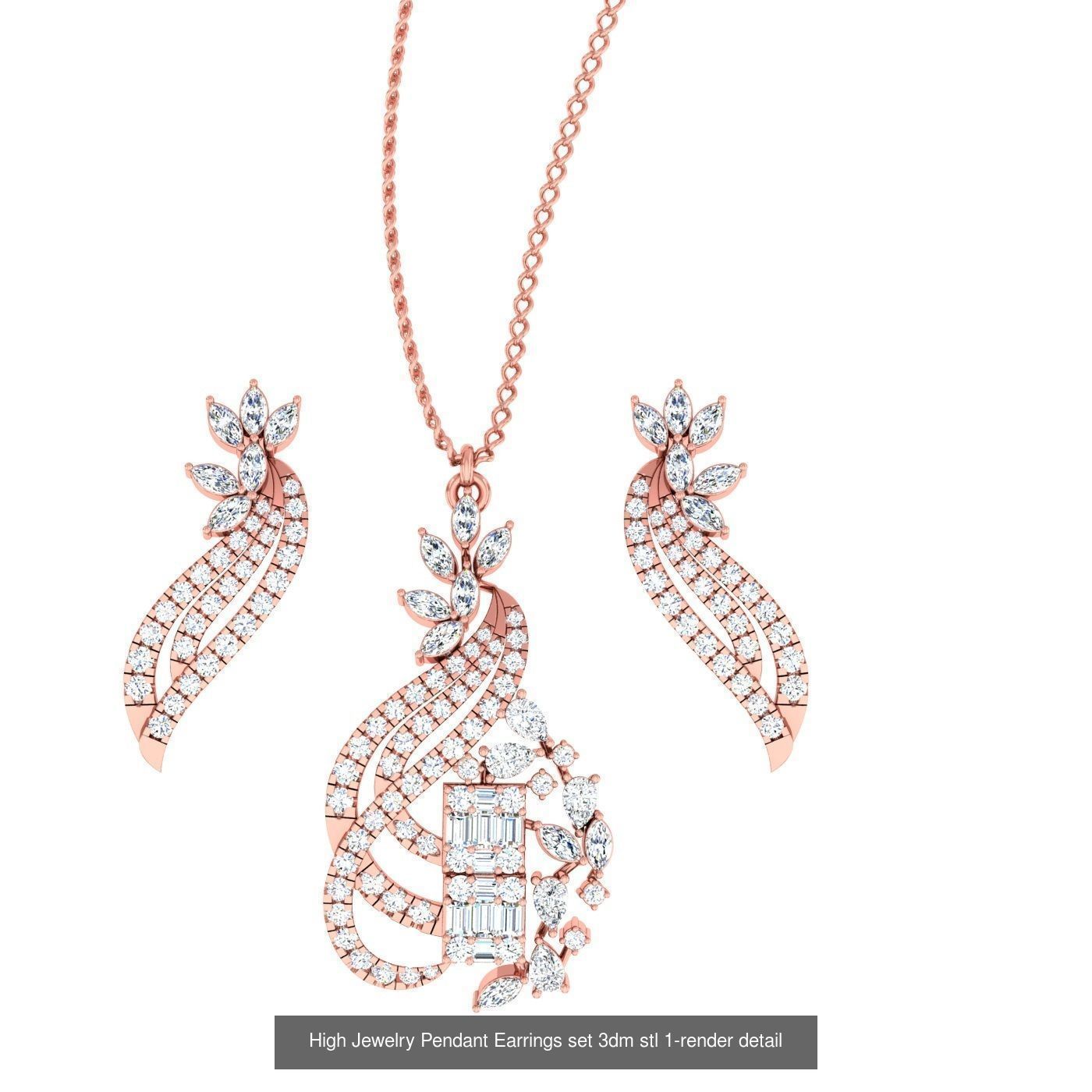 189 High Jewelry Italian Pendant Earrings set 3dm stl 1-render 3D Model Collection_131