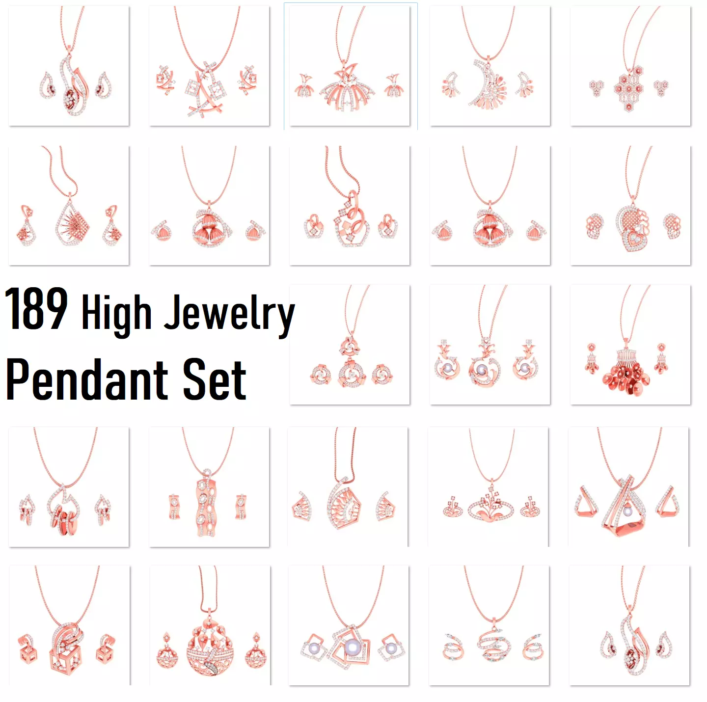189 High Jewelry Italian Pendant Earrings set 3dm stl 1-render 3D Model Collection_0