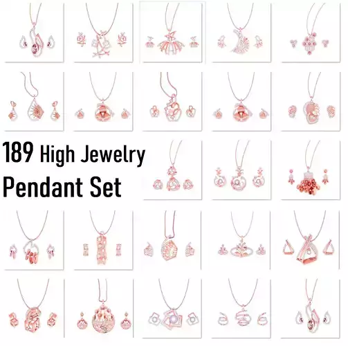 189 High Jewelry Italian Pendant Earrings set 3dm stl 1-render 3D Model Collection