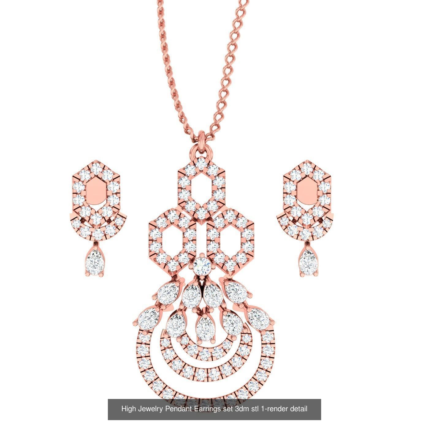 189 High Jewelry Italian Pendant Earrings set 3dm stl 1-render 3D Model Collection_153
