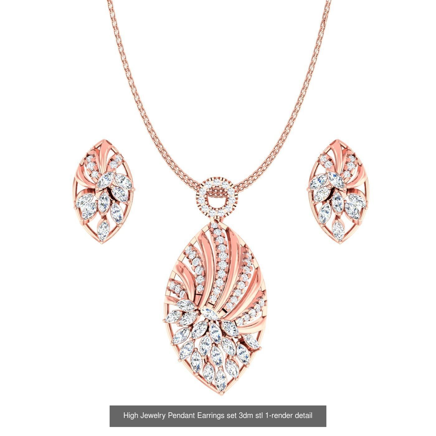 189 High Jewelry Italian Pendant Earrings set 3dm stl 1-render 3D Model Collection_63