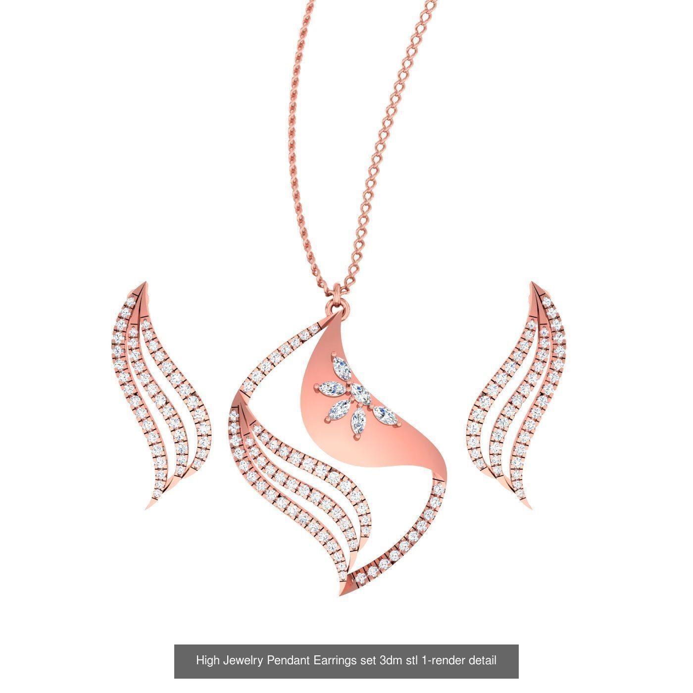 189 High Jewelry Italian Pendant Earrings set 3dm stl 1-render 3D Model Collection_178