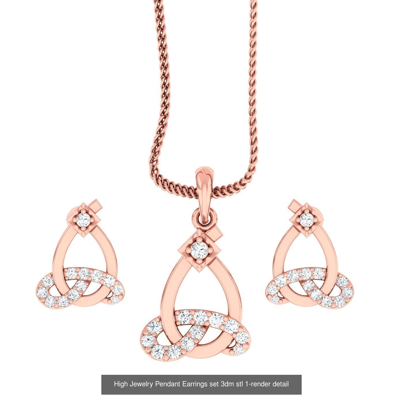 189 High Jewelry Italian Pendant Earrings set 3dm stl 1-render 3D Model Collection_101