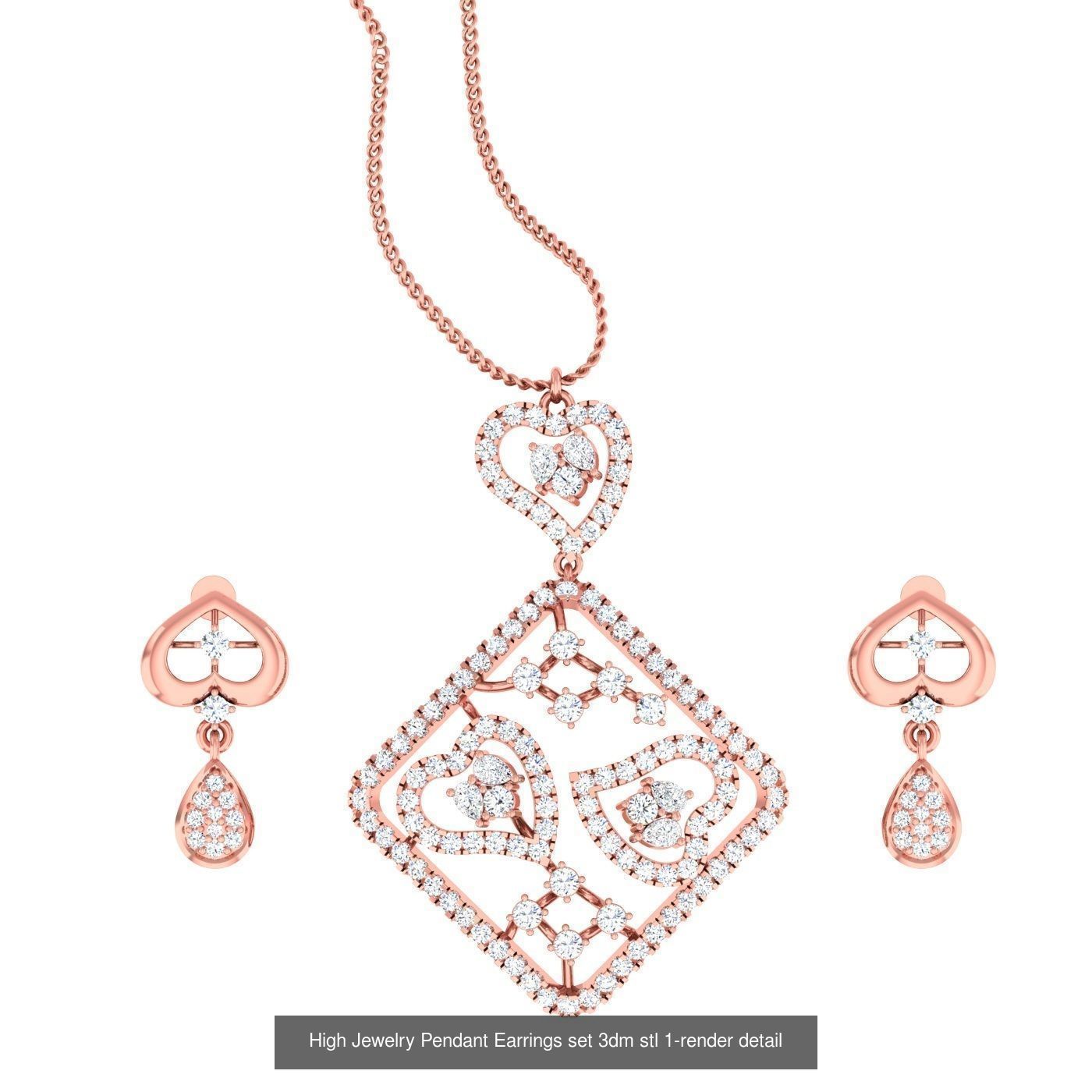 189 High Jewelry Italian Pendant Earrings set 3dm stl 1-render 3D Model Collection_135