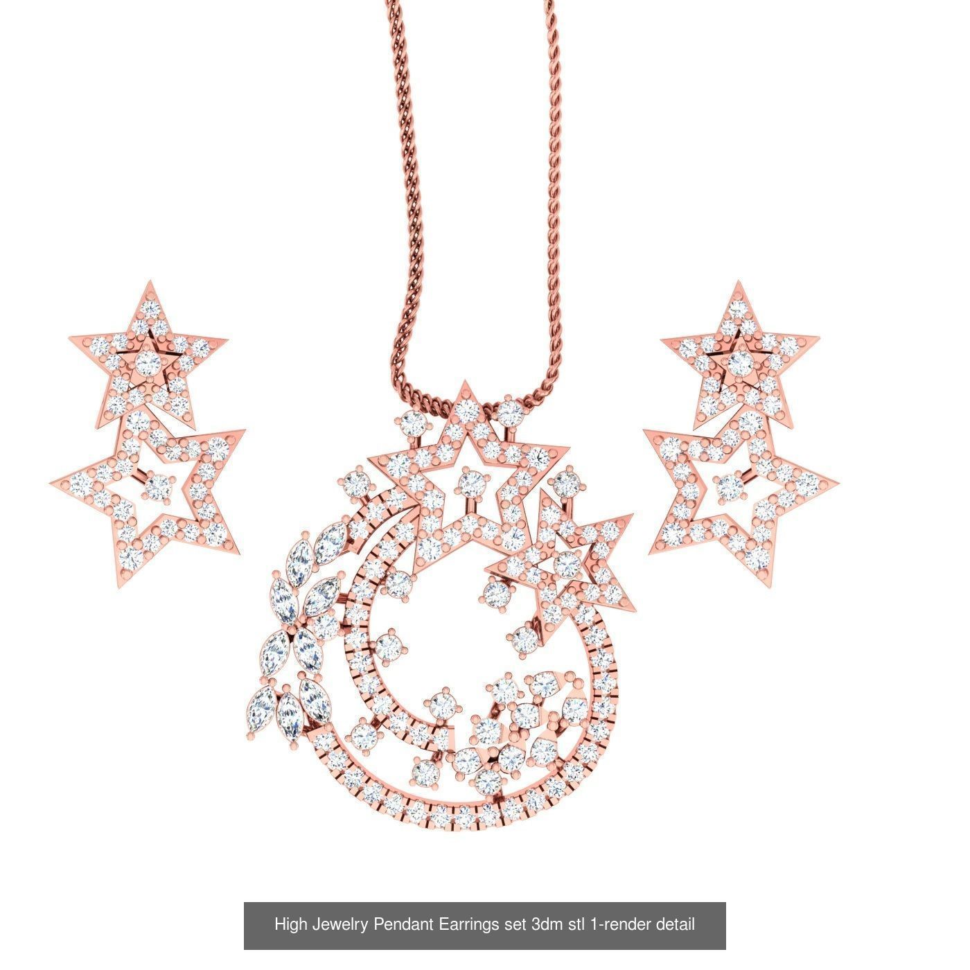 189 High Jewelry Italian Pendant Earrings set 3dm stl 1-render 3D Model Collection_159