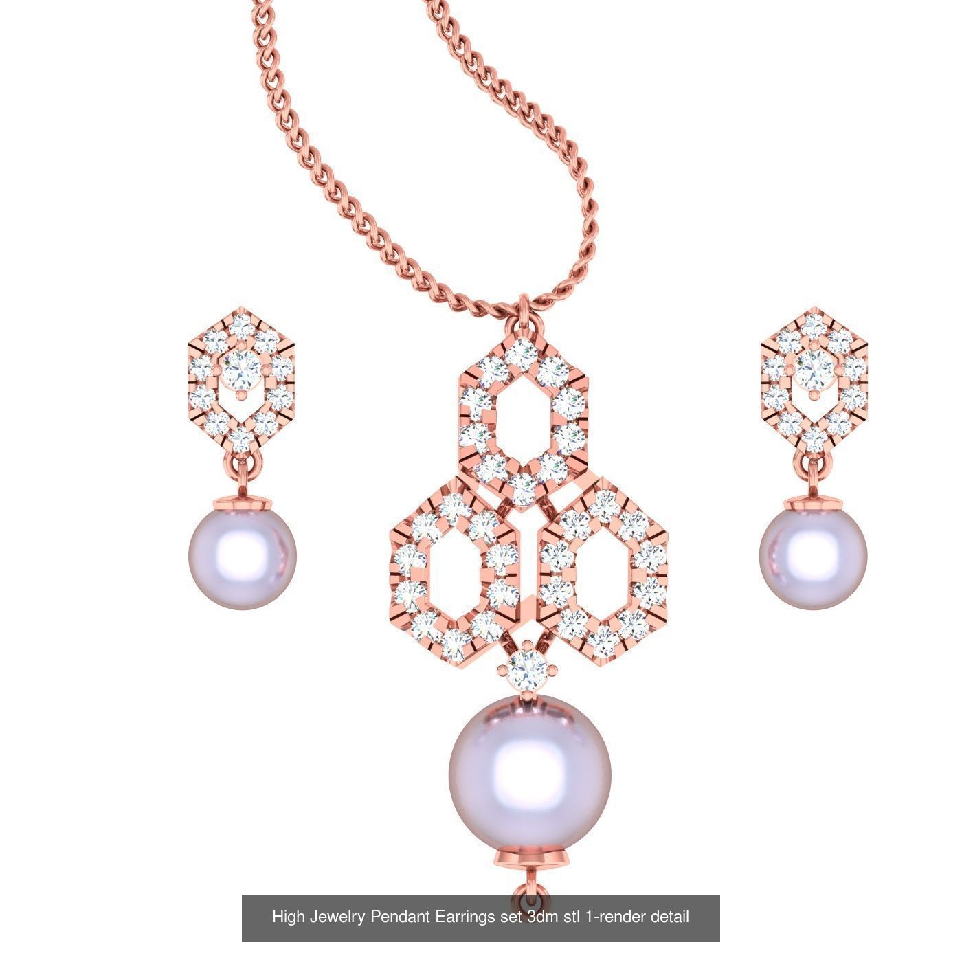 189 High Jewelry Italian Pendant Earrings set 3dm stl 1-render 3D Model Collection_146
