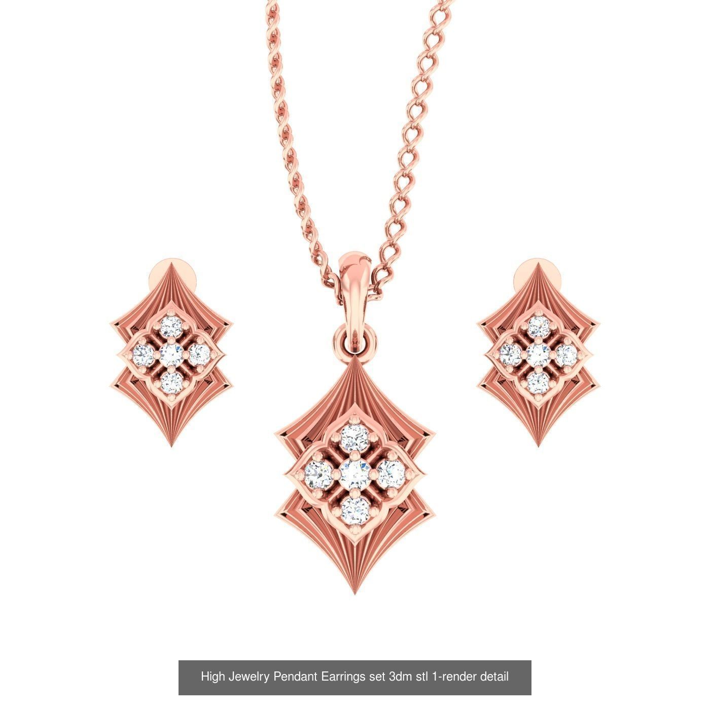 189 High Jewelry Italian Pendant Earrings set 3dm stl 1-render 3D Model Collection_119