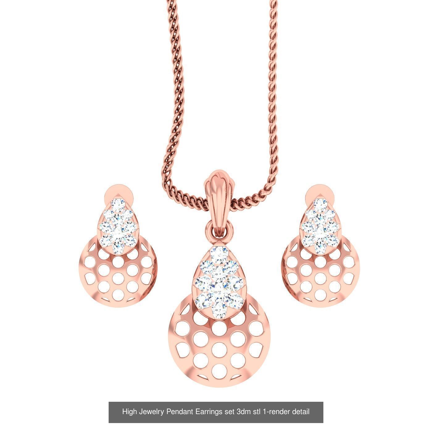 189 High Jewelry Italian Pendant Earrings set 3dm stl 1-render 3D Model Collection_94