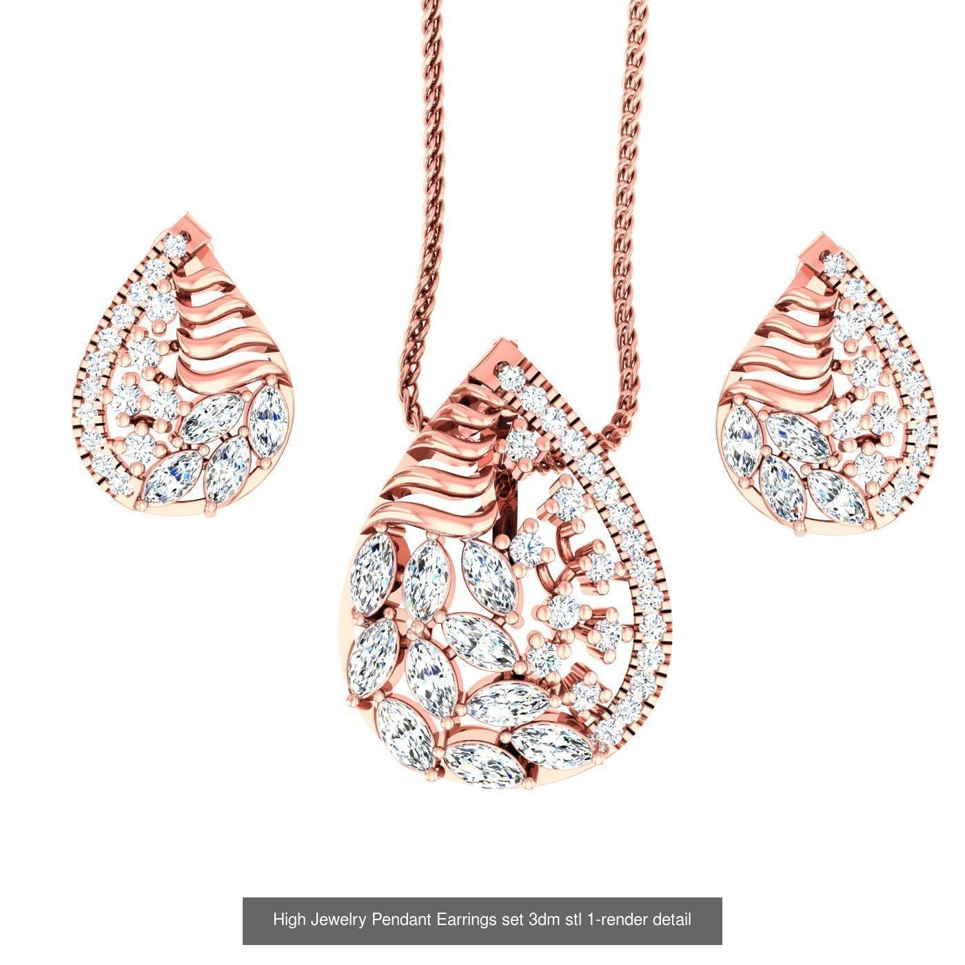 189 High Jewelry Italian Pendant Earrings set 3dm stl 1-render 3D Model Collection_61