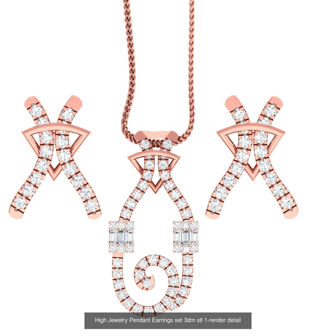 189 High Jewelry Italian Pendant Earrings set 3dm stl 1-render 3D Model Collection_162