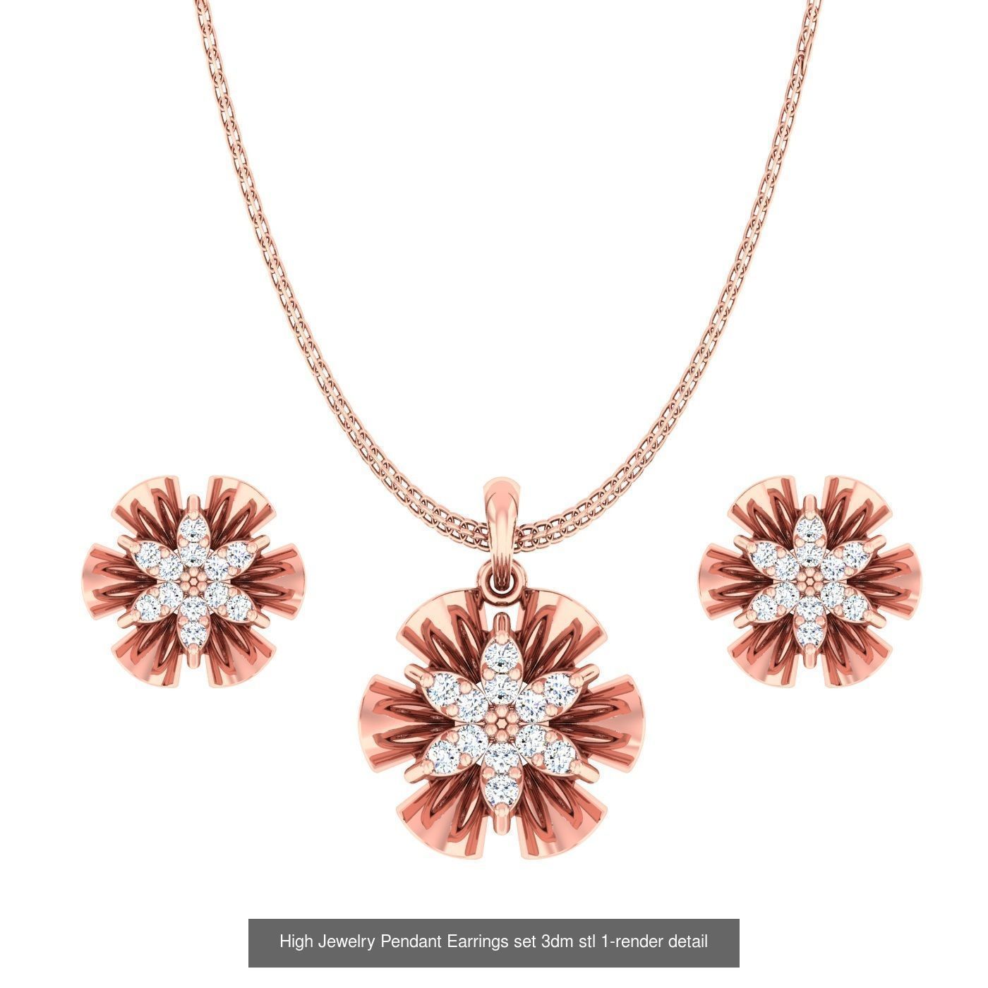 189 High Jewelry Italian Pendant Earrings set 3dm stl 1-render 3D Model Collection_113