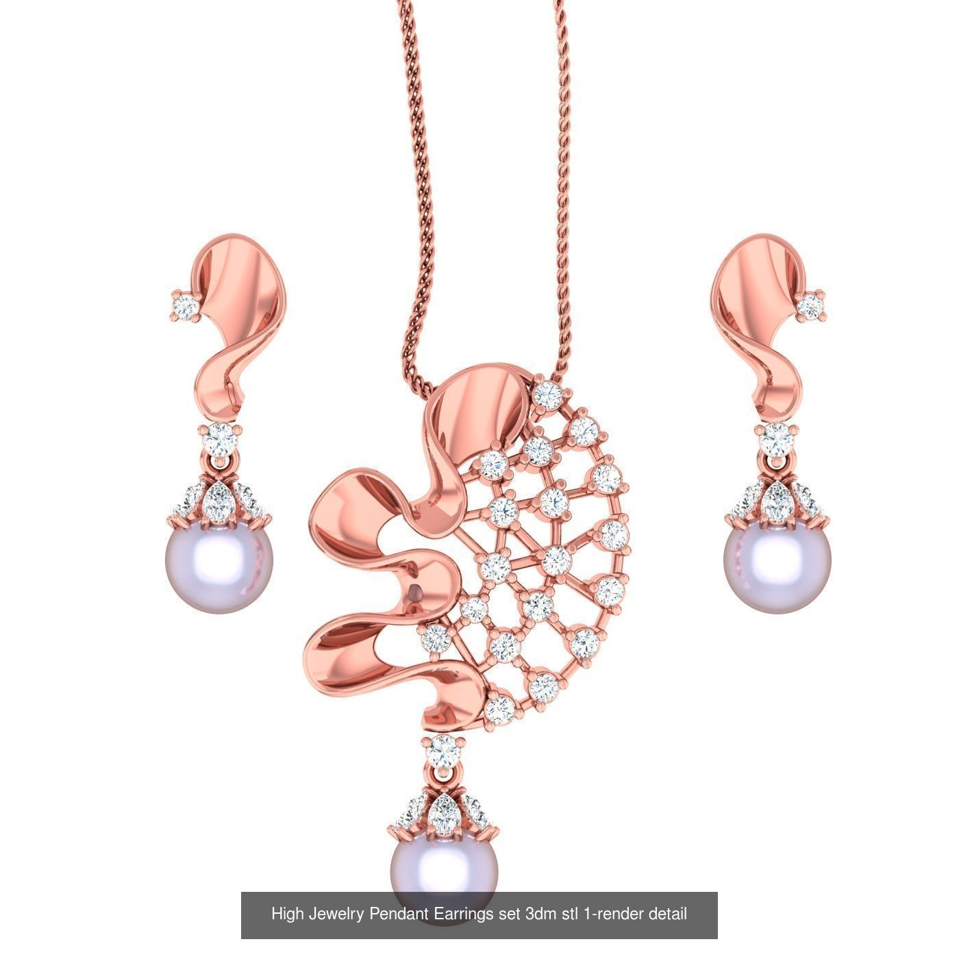 189 High Jewelry Italian Pendant Earrings set 3dm stl 1-render 3D Model Collection_184