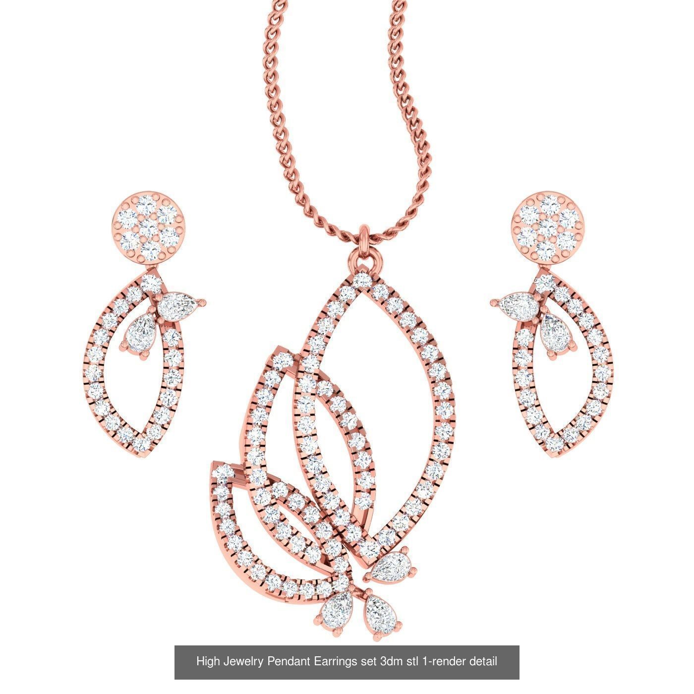 189 High Jewelry Italian Pendant Earrings set 3dm stl 1-render 3D Model Collection_132