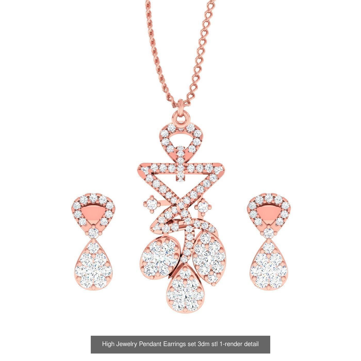 189 High Jewelry Italian Pendant Earrings set 3dm stl 1-render 3D Model Collection_133