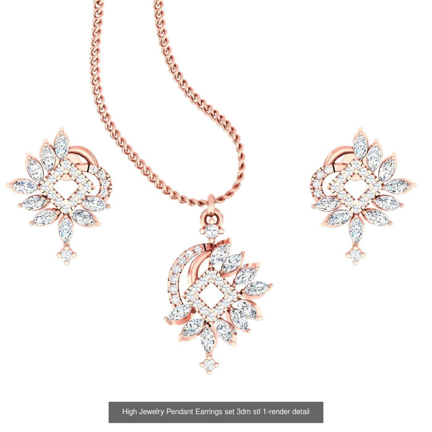 189 High Jewelry Italian Pendant Earrings set 3dm stl 1-render 3D Model Collection_57