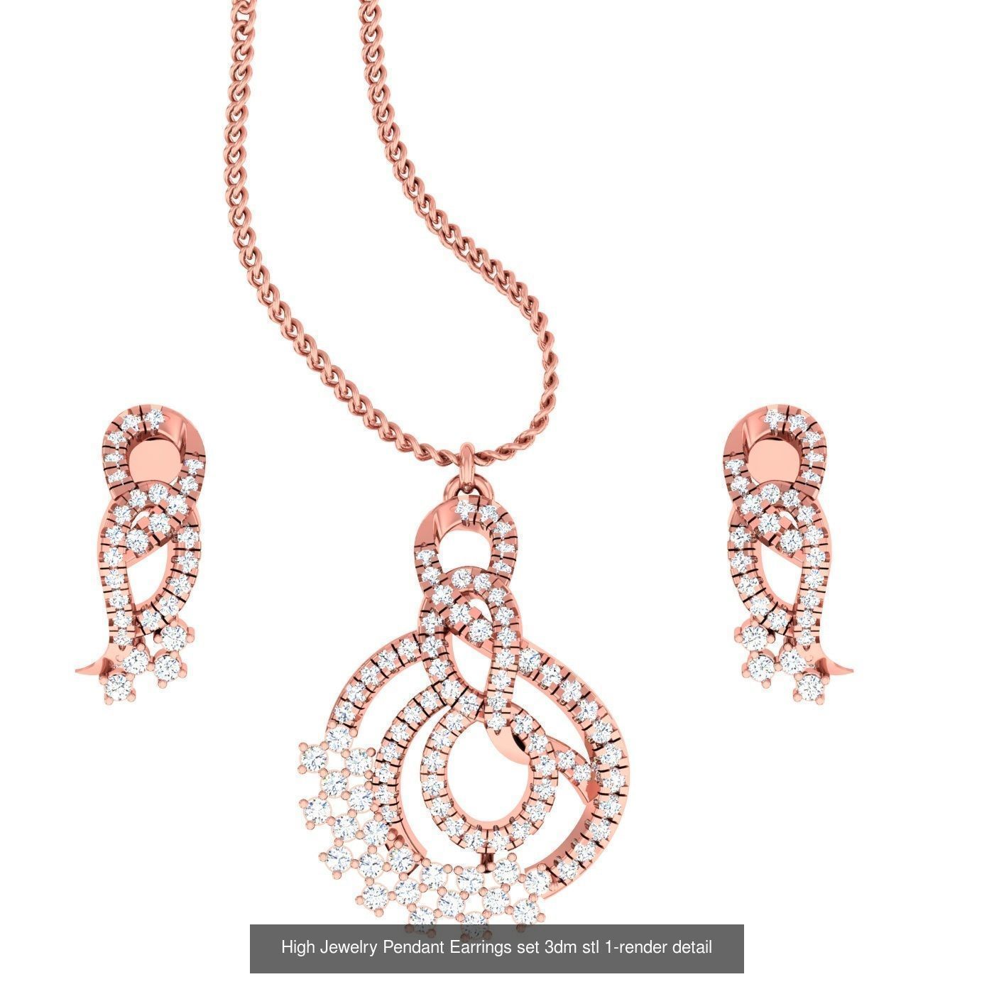 189 High Jewelry Italian Pendant Earrings set 3dm stl 1-render 3D Model Collection_128