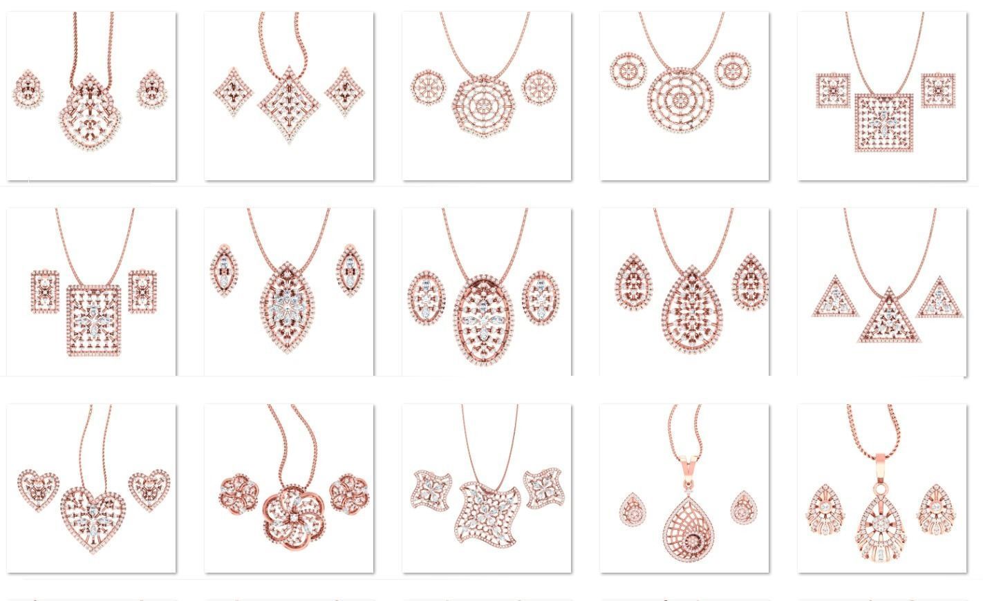 189 High Jewelry Italian Pendant Earrings set 3dm stl 1-render 3D Model Collection_1