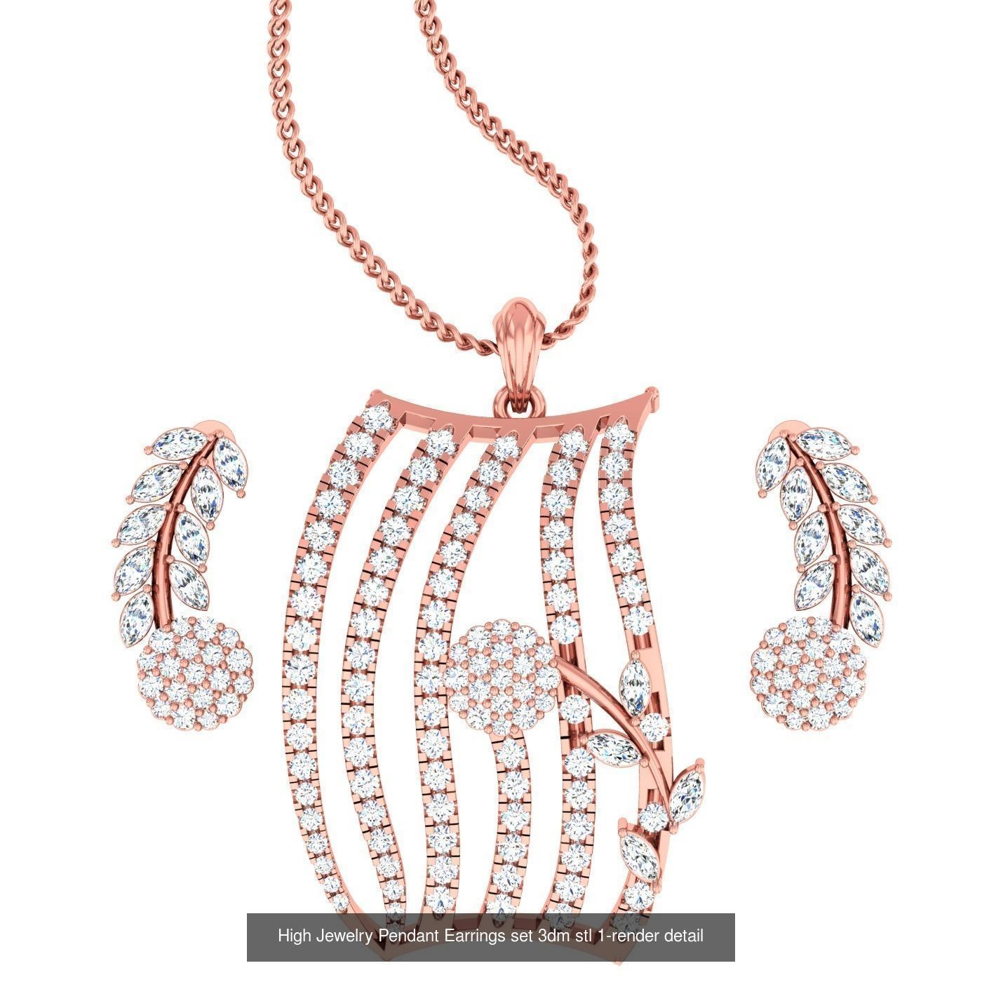 189 High Jewelry Italian Pendant Earrings set 3dm stl 1-render 3D Model Collection_122