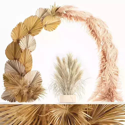 Wedding arch made of dry reeds and palm leaves for decor 1062