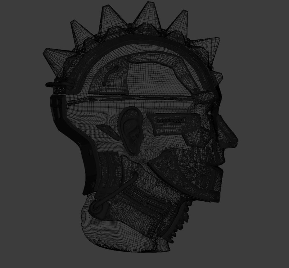 Futuristic scifi head  in style Cyberpunk 3D model_4