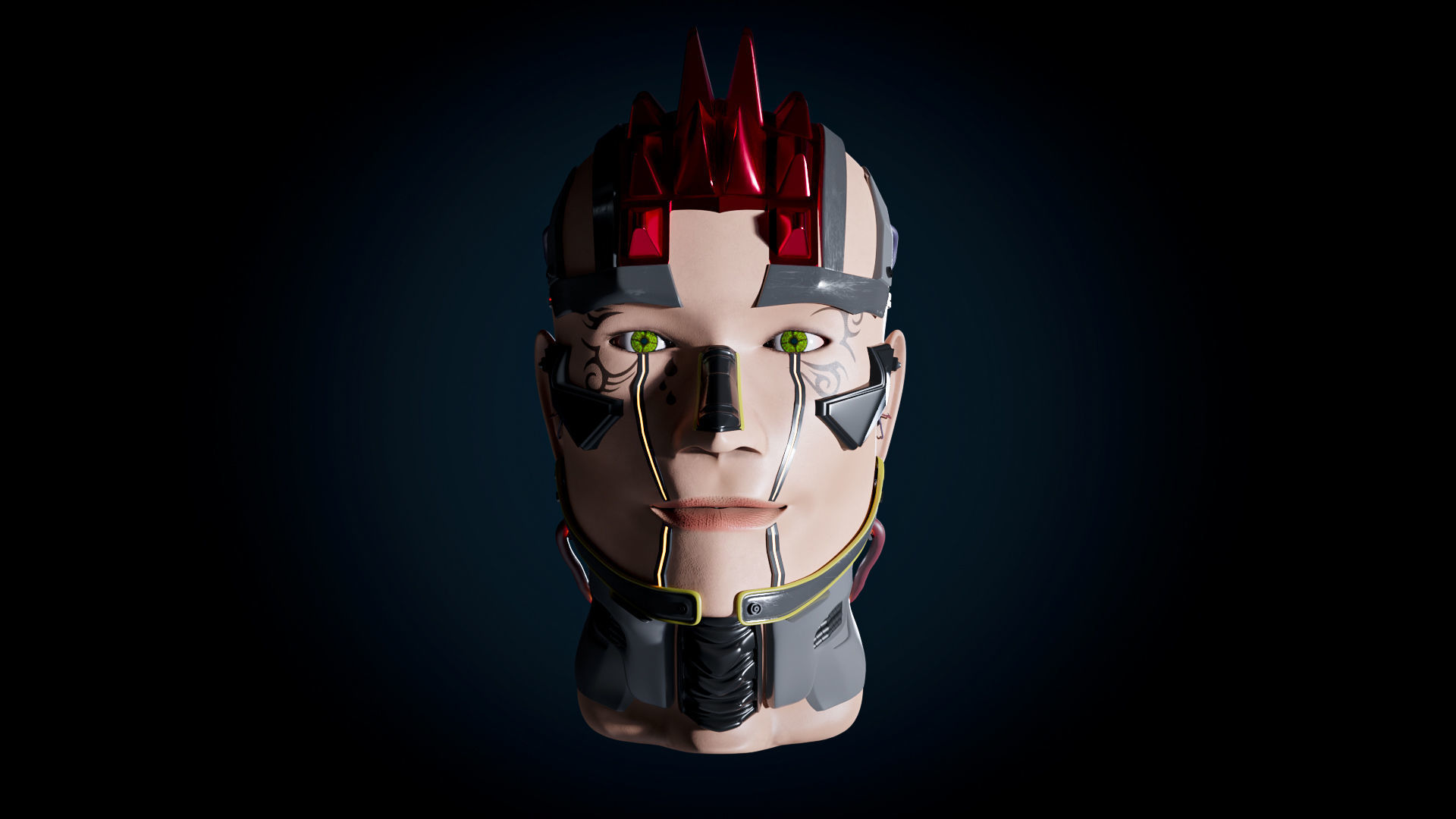 Futuristic scifi head  in style Cyberpunk 3D model_1