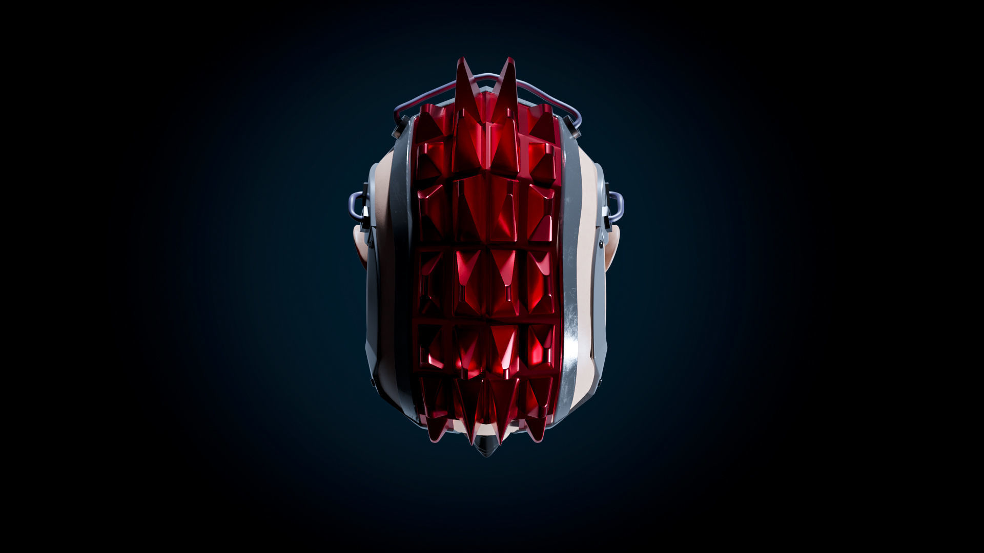 Futuristic scifi head  in style Cyberpunk 3D model_2