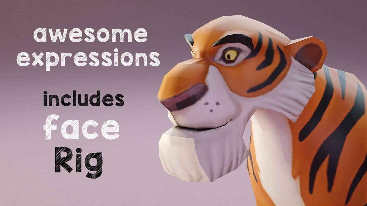 The Jungle book tiger - Shere Khan rigged Low-poly 3D model_1