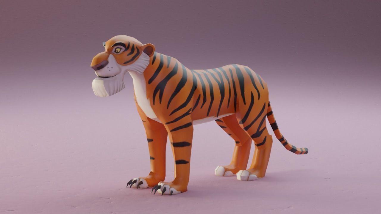 The Jungle book tiger - Shere Khan rigged Low-poly 3D model_6