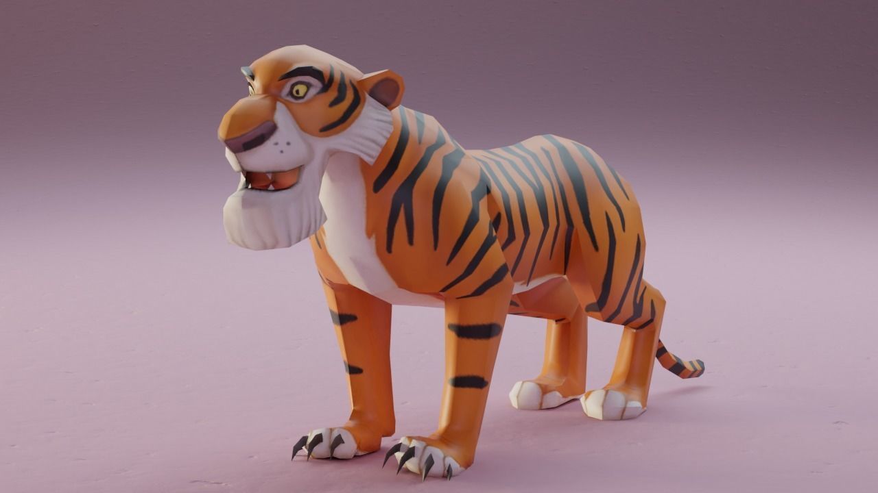 The Jungle book tiger - Shere Khan rigged Low-poly 3D model_3