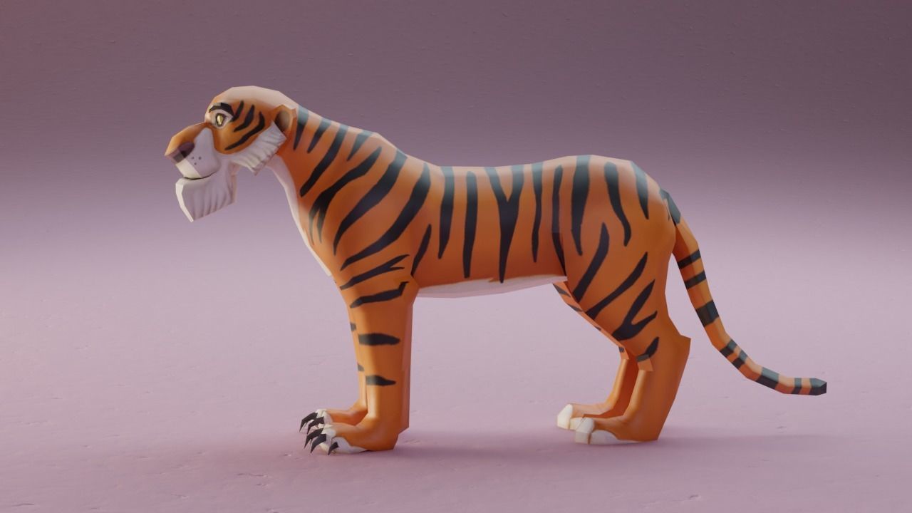 The Jungle book tiger - Shere Khan rigged Low-poly 3D model_8