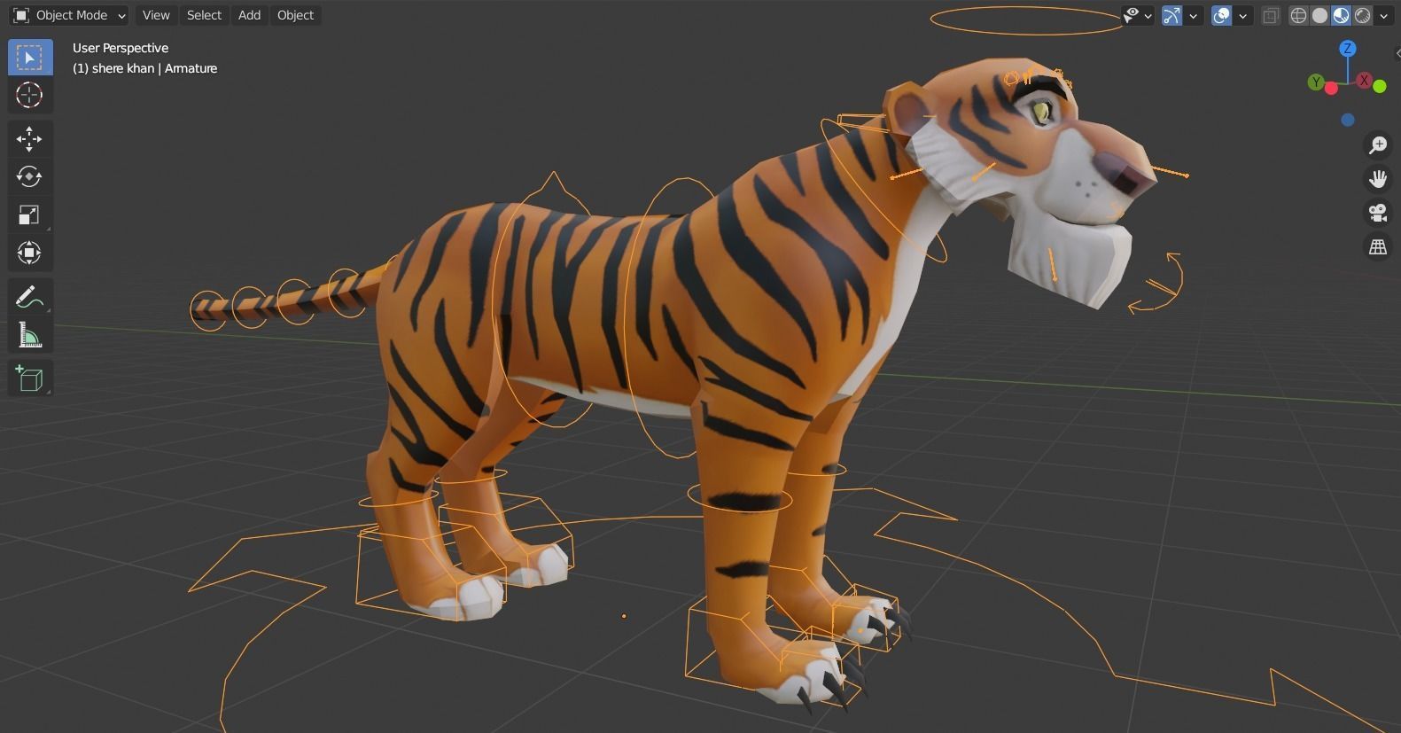 The Jungle book tiger - Shere Khan rigged Low-poly 3D model_2