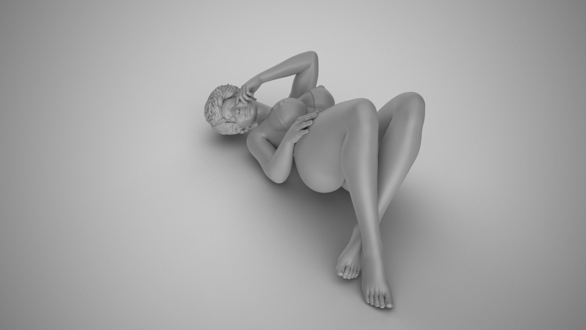 Girl Lying on Sand 3D print model_1